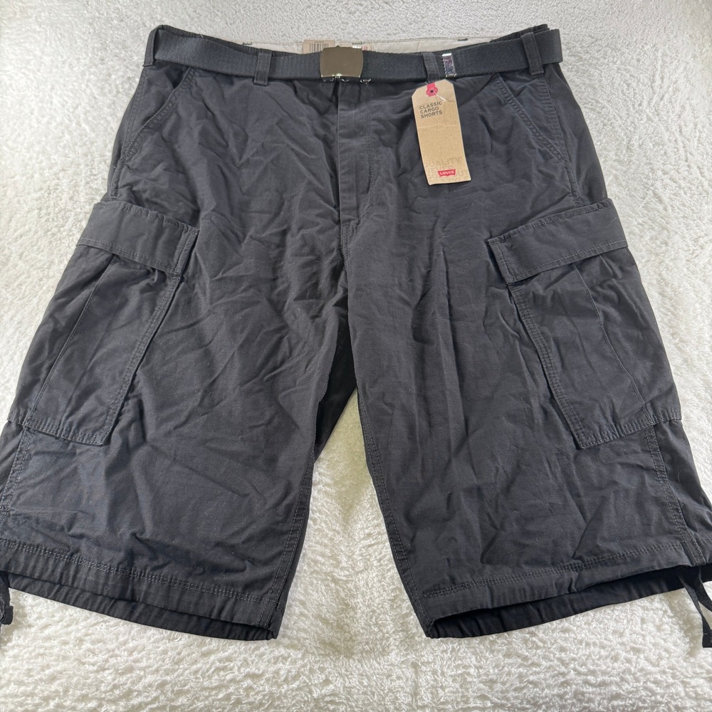 LEVI'S Messenger Cargo Ripstop‎ Black Shorts Mens 40 Belt $50 Retail NEW NWT
